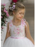 White Tulle Fairytale Flower Girl Dress With Removable Train